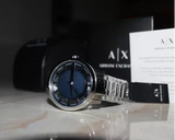 Armani Exchange Hampton Chronograph Blue Dial Silver Steel Strap Watch For Men - AX2178 Authentic Buy Shop Now