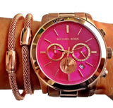 Michael Kors Runway Pink Dial Rose Gold Steel Strap Watch for Women - MK5931 Authentic Buy Shop Now