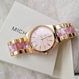Michael Kors Channing Quartz Mother of Pearl Pink Dial Two Tone Steel Strap Watch For Women - MK6650 Authentic Buy Shop Now