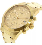 Guess Atlas Chronograph Gold Dial Gold Steel Strap Watch For Men - W0668G4 Authentic Buy Shop Now