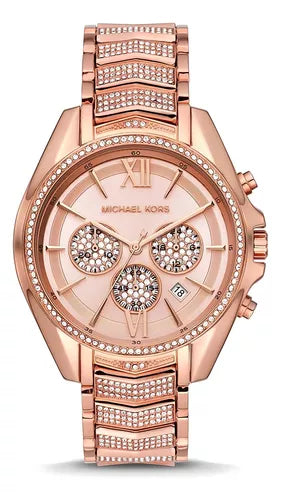 Michael Kors Whitney Chronograph Rose Gold Dial Rose Gold Steel Strap Watch For Women - MK6730 Authentic Buy Shop Now