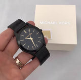 Michael Kors Slim Runway Black Dial Black Mesh Strap Watch for Women - MK8607 Authentic Buy Shop Now