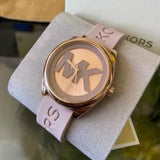 Michael Kors Janelle Three Hand Rose Gold Dial Pink Rubber Strap Watch For Women - MK7139 Authentic Buy Shop Now