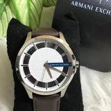 Armani Exchange Hampton Chronograph White Dial Brown Leather Strap Watch For Men - AX2187 Authentic Buy Shop Now