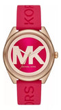 Michael Kors Janelle Three Hand Red Dial Red Rubber Strap Watch For Women - MK7142 Authentic Buy Shop Now