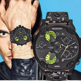 Diesel Big Daddy Chronograph Black Dial Black Leather Strap Watch For Men - DZ7311 Authentic Buy Shop Now