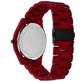 Michael Kors Slim Runway Quartz Black Dial Red Steel Strap Watch for Men - MK8712 Authentic Buy Shop Now