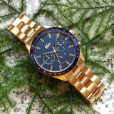 Lacoste Boston Blue Dial Gold Steel Strap Watch for Men - 2011096 Authentic Buy Shop Now