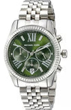Michael Kors Lexington Quartz Green Dial Silver Steel Strap Watch For Women - MK6222 Authentic Buy Shop Now