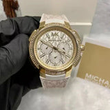 Michael Kors Sydney Quartz White Dial White Leather Strap Watch For Women - MK7221 Authentic Buy Shop Now