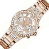 Guess Moonlight Multi Function Diamonds White Dial Rose Gold Steel Strap Watch for Women - GW0320L3 Authentic Buy Shop Now