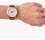 Fossil Retro Pilot Chronograph Silver Dial Brown Leather Strap Watch for Men - FS5809 Authentic Buy Shop Now