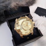 Diesel Mr Daddy Gold Dial Black Leather Strap Watch For Men - DZ7363 Authentic Buy Shop Now