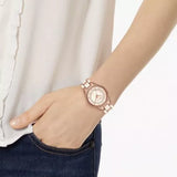 Michael Kors Lauryn Mother of Pearl Dial Rose Gold Dial Rose Gold Steel Strap Watch For Women - MK4491 Authentic Buy Shop Now