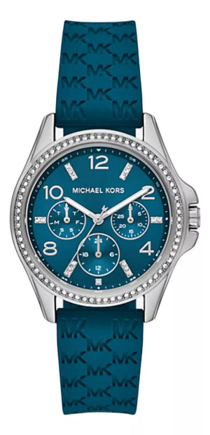 Michael Kors Mini Pilot Pave Blue Dial Blue Silicone Strap Watch for Women - MKO1004 Authentic Buy Shop Now