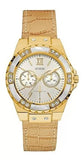 Guess Limelight Quartz Silver Dial Golden Leather Strap Watch For Women - W0775L2 Authentic Buy Shop Now