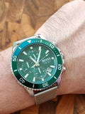 Hugo Boss Admiral Green Dial Silver Mesh Bracelet Watch for Men - 1513905 Authentic Buy Shop Now