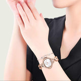 Swarovski Crystal Flower Silver Dial Rose Gold Steel Strap Watch for Women - 5547626 Authentic Buy Shop Now