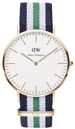 Daniel Wellington Classic Nottingham White Dial Two Tone NATO Strap Watch For Men - 0108DW Authentic Buy Shop Now