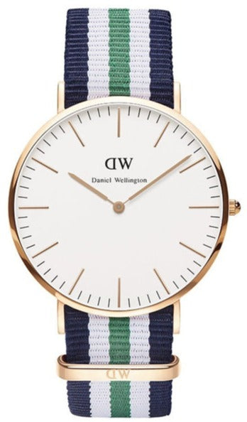 Daniel Wellington Classic Nottingham White Dial Two Tone NATO Strap Watch For Men - 0108DW Authentic Buy Shop Now