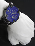 Diesel Little Daddy Blue Dial Black Leather Strap Watch For Men - DZ7257 Authentic Buy Shop Now