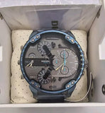 Diesel Daddy 2.0 Chronograph Grey Dial Blue Steel Strap Watch For Men - DZ7414 Authentic Buy Shop Now