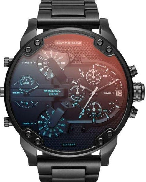 Diesel Mr Daddy 2.0 Chronograph Black Dial Black Steel Strap Watch For Men - DZ7395 Authentic Buy Shop Now