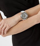 Michael Kors Runway Three Hand White Dial White Leather Strap Watch For Women - MK6998 Authentic Buy Shop Now
