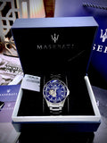Maserati SFIDA Automatic Skeleton Blue Dial Silver Steel Strap Watch For Men - R8823140007 Authentic Buy Shop Now