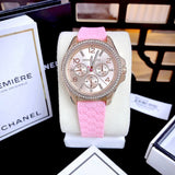Michael Kors Mini Pilot Quartz Rose Gold Dial Pink Silicone Strap Watch For Women - MK7375 Authentic Buy Shop Now