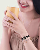 Swarovski Crystal Flower Black Dial Black Leather Strap Watch for Women - 5552421 Authentic Buy Shop Now
