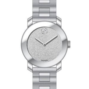 Movado Bold Crystal Dot Silver Dial Silver Steel Strap Watch For Women - 3600334 Authentic Buy Shop Now