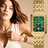 Fossil Raquel Three Hand Date Green Dial Gold Steel Strap Watch For Women - ES5341 Authentic Buy Shop Now