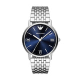 Emporio Armani Kappa Quartz Blue Dial Silver Steel Strap Watch For Men - AR80010 Authentic Buy Shop Now