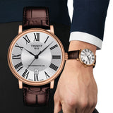 Tissot Carson Premium Powermatic 80 Silver Dial Brown Leather Strap Watch For Men - T122.407.36.033.00 Authentic Buy Shop Now