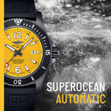Breitling Superocean Automatic 46mm Yellow Dial Black Rubber Strap Watch for Men - M17368D71I1S1 Authentic Buy Shop Now
