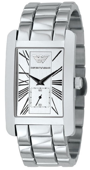 Emporio Armani Classic White Dial Silver Steel Strap Watch For Men - AR0145 Authentic Buy Shop Now