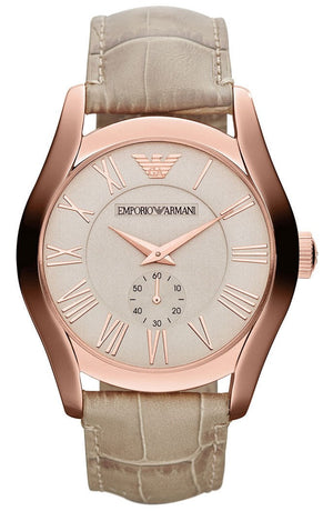 Emporio Armani Valente Analog Beige Dial Beige Leather Strap Watch For Men - AR1667 Authentic Buy Shop Now