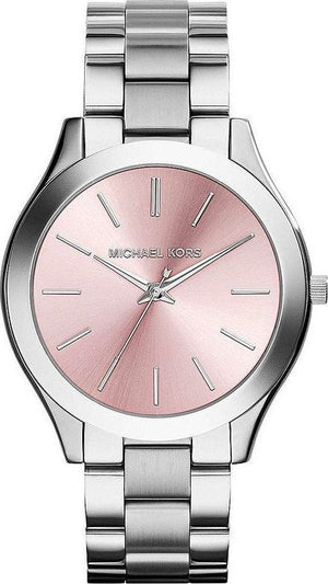 Michael Kors Slim Runway Quartz Pink Dial Silver Steel Strap Watch For Women - MK3380 Authentic Buy Shop Now