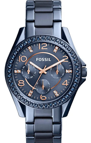 Fossil Riley Quartz Blue Dial Blue Steel Strap Watch for Women - ES4294 Authentic Buy Shop Now