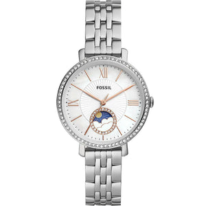 Fossil Jacqueline Multifunction Moonphase White Dial Silver Steel Strap Watch for Women - ES5164 Authentic Buy Shop Now
