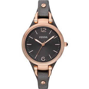 Fossil Georgia Smoke Grey Dial Grey Leather Strap Watch for Women - ES3077 Authentic Buy Shop Now
