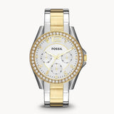 Fossil Riley White Dial Two Tone Steel Strap Watch for Women - ES3204 Authentic Buy Shop Now