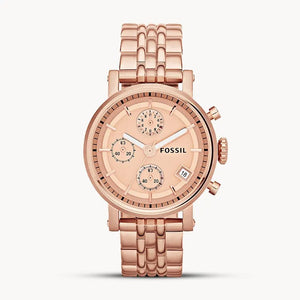 Fossil Boyfriend Chronograph Rose Gold Dial Rose Gold Steel Strap Watch for Women - ES3380 Authentic Buy Shop Now