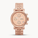 Fossil Boyfriend Chronograph Rose Gold Dial Rose Gold Steel Strap Watch for Women - ES3380 Authentic Buy Shop Now