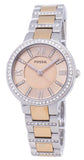 Fossil Virginia Rose Gold Dial Two Tone Steel Strap Watch for Women - ES3405 Authentic Buy Shop Now