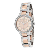 Fossil Virginia Rose Gold Dial Two Tone Steel Strap Watch for Women - ES3405 Authentic Buy Shop Now