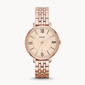 Fossil Jacqueline Rose Gold Dial Rose Gold Steel Strap Watch for Women - ES3435 Authentic Buy Shop Now