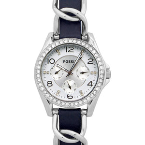 Fossil Riley White Dial Blue Leather Strap Watch for Women - ES3464 Authentic Buy Shop Now