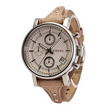 Fossil Boyfriend Chronograph White Dial Brown Leather Strap Watch for Women - ES3625 Authentic Buy Shop Now